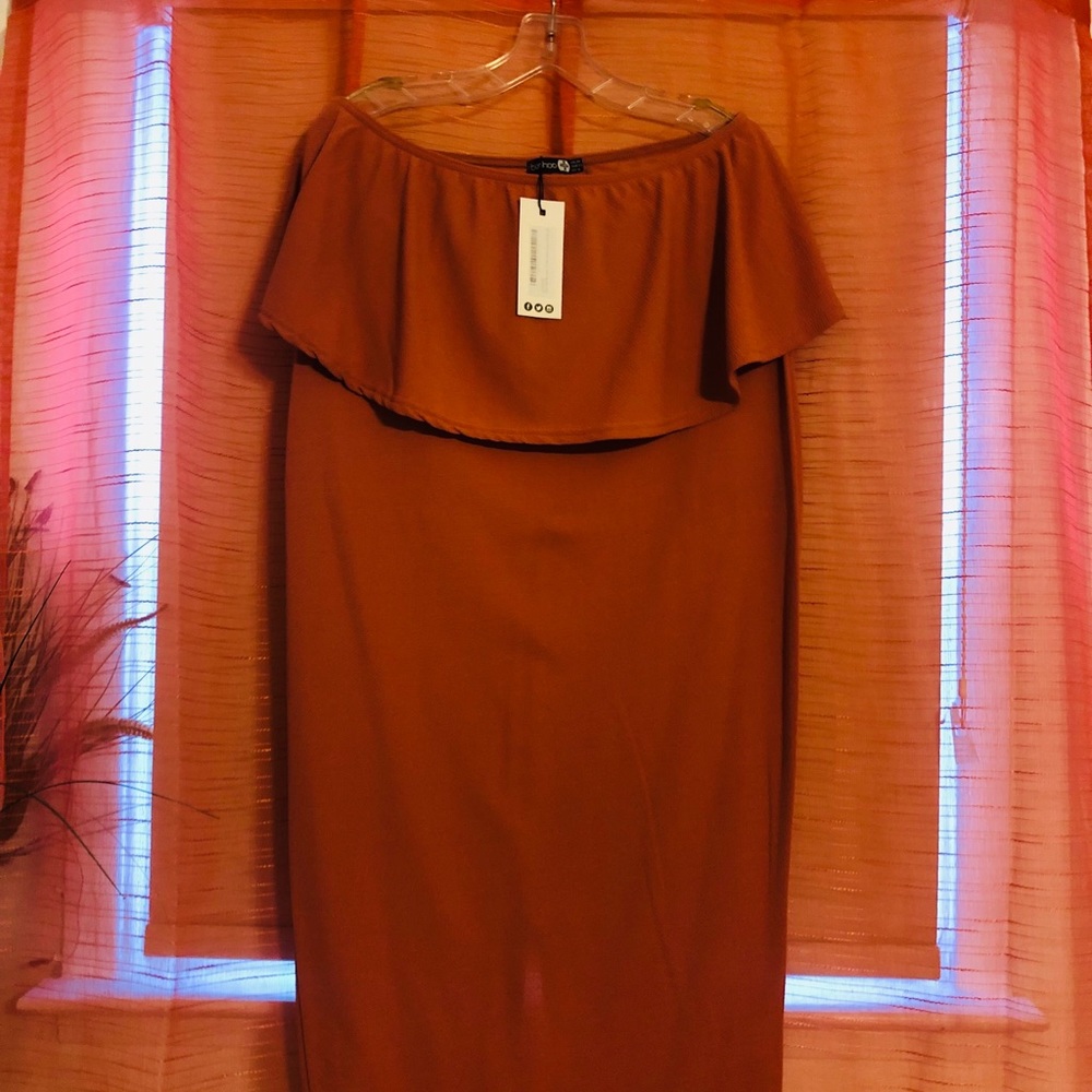 Coral strapless dress